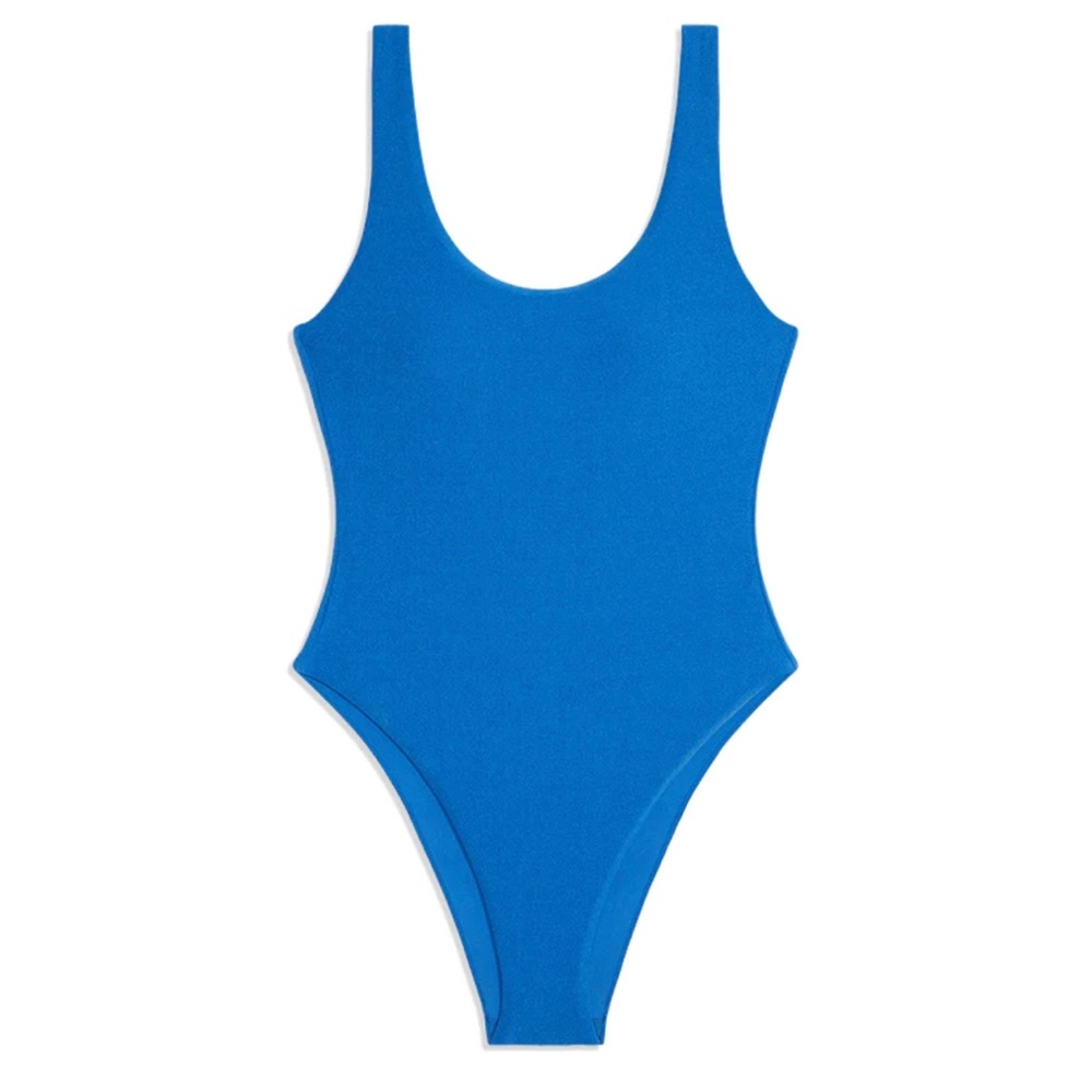 WeWoreWhat scoop one piece towel terry blue